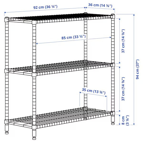 OMAR Shelving unit, galvanised, 92x36x94 cm