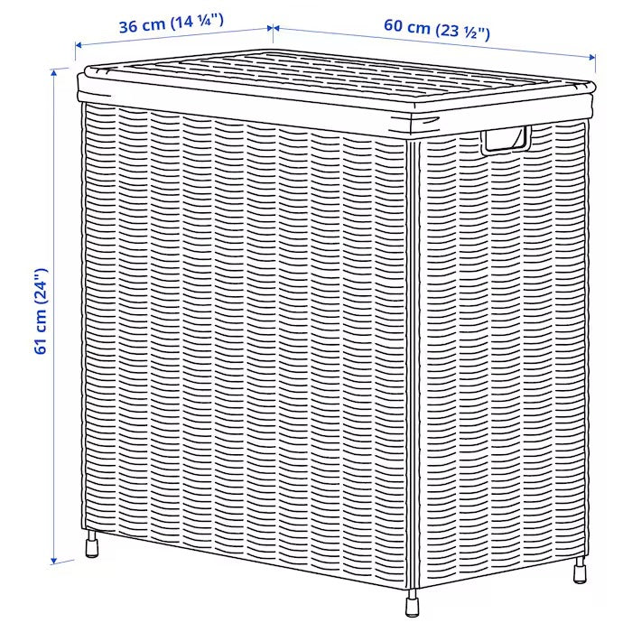 NATTGIBBA Laundry basket, willow/handmade, 100 l