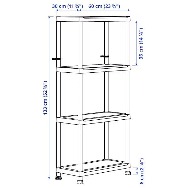 RUNMARÖ Shelving unit, dark grey indoor /outdoor, 60x30x133 cm