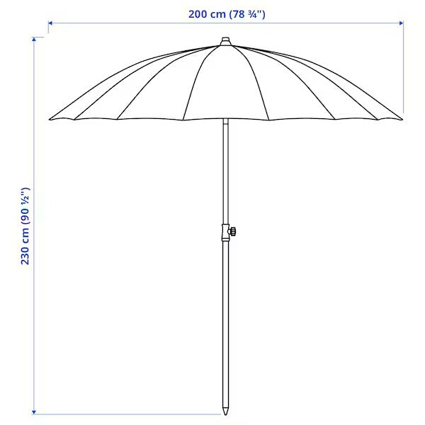 SAMSÖ Parasol, tilting/beige, 200 cm