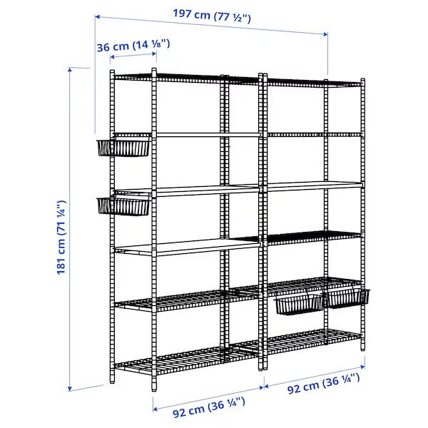 OMAR 2 shelf sections, bamboo, 197x36x181 cm