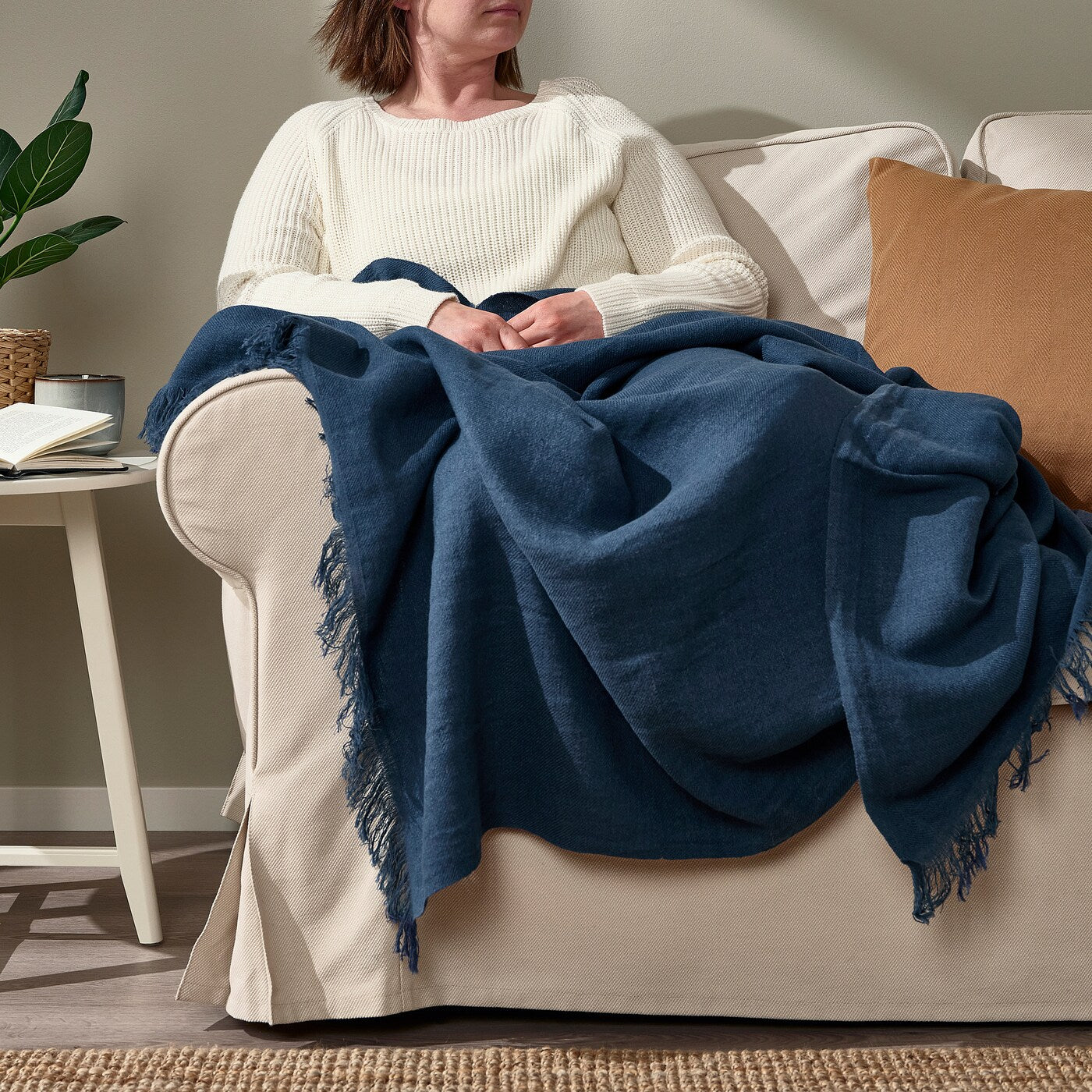 DYTÅG Throw, grey-green, 130x170 cm