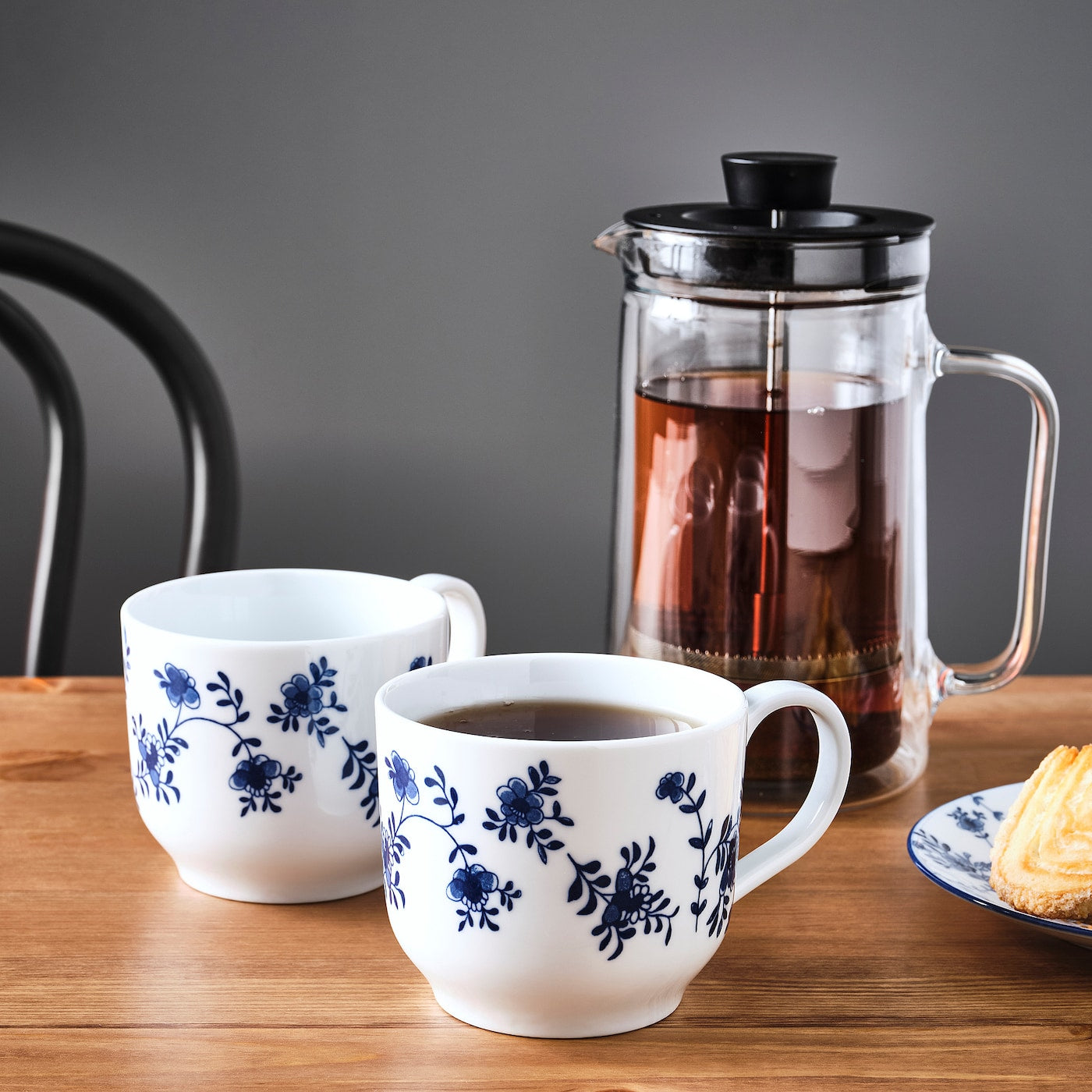 ENTUSIASM Jumbo cup, patterned/white blue, 50 cl