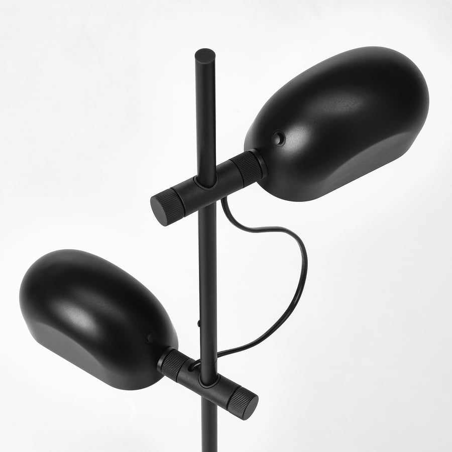 FOLKBÅT Floor lamp with 2-spot, black