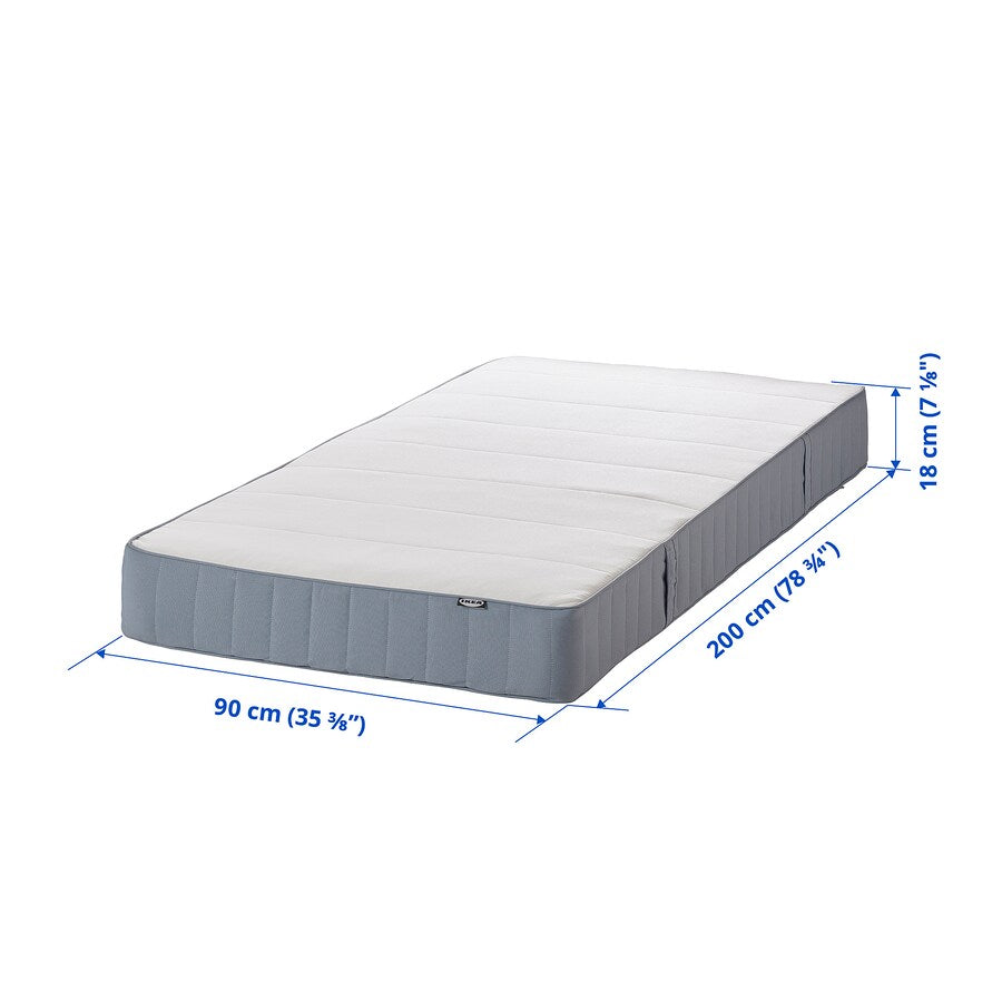 VESTMARKA Sprung mattress, firm/light blue, 90x200 cm