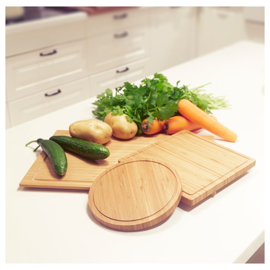OLEBY Chopping board, set of 3, bamboo