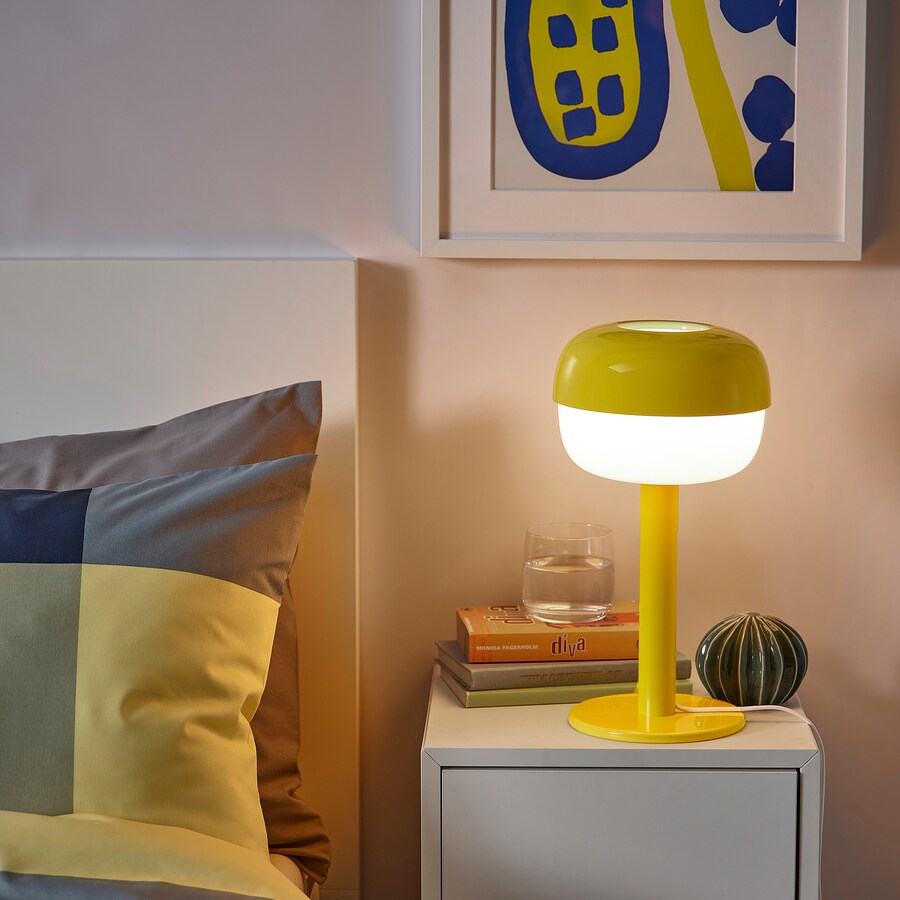 BLÅSVERK Table lamp, beige, 36 cm