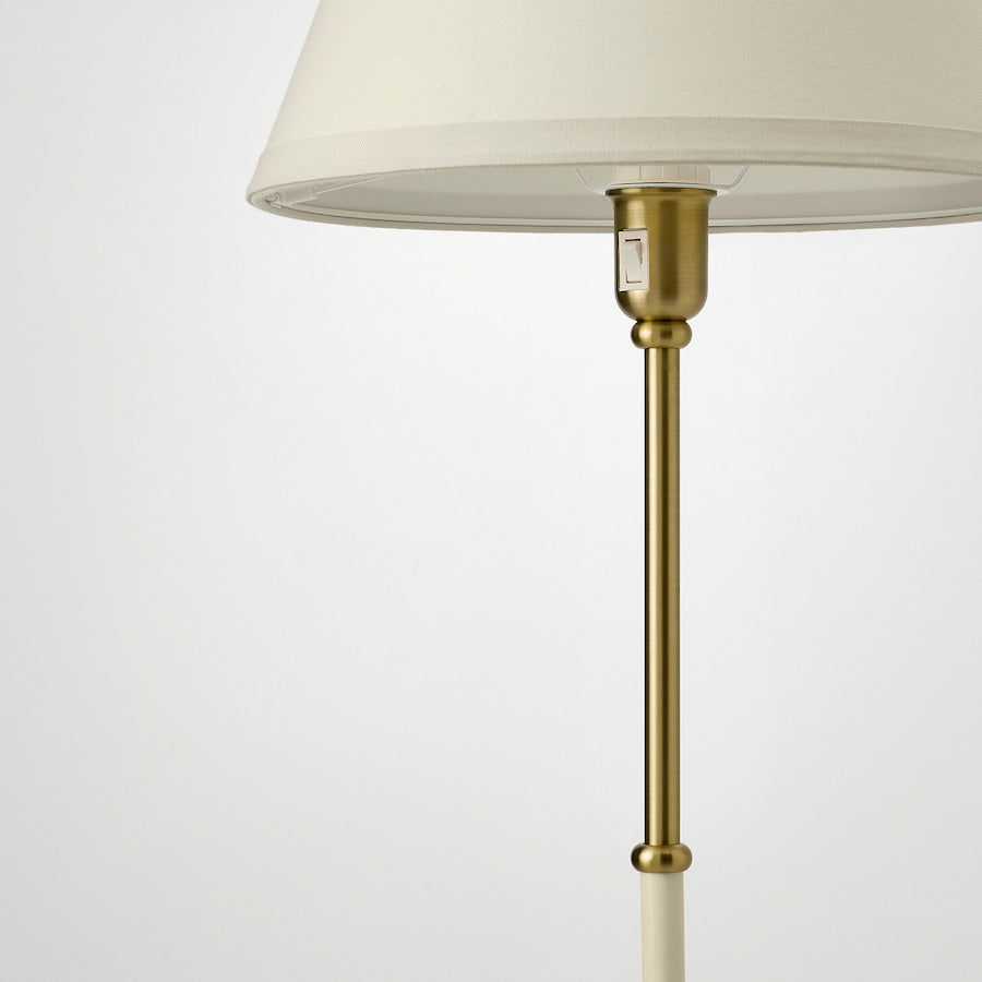 FLYGHÖJD Floor lamp, brass/beige