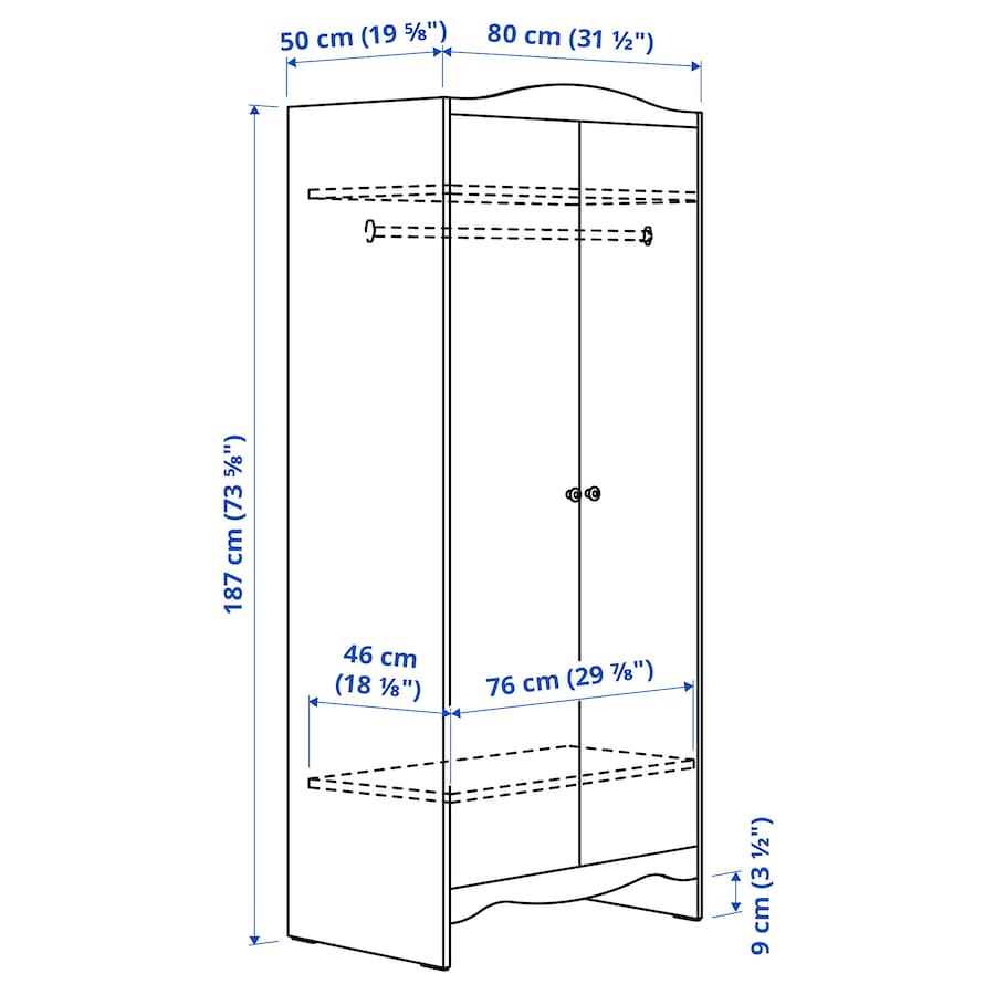 SMÅGÖRA Wardrobe, white, 80x50x187 cm