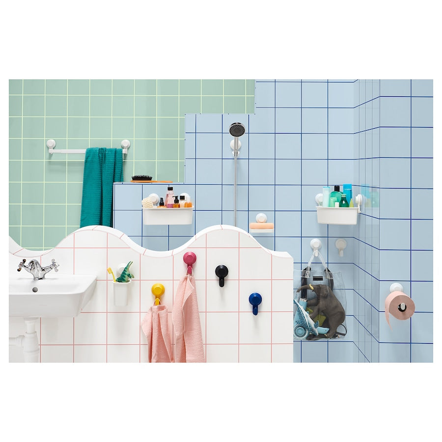 TISKEN Corner shelf unit with suction cup, white