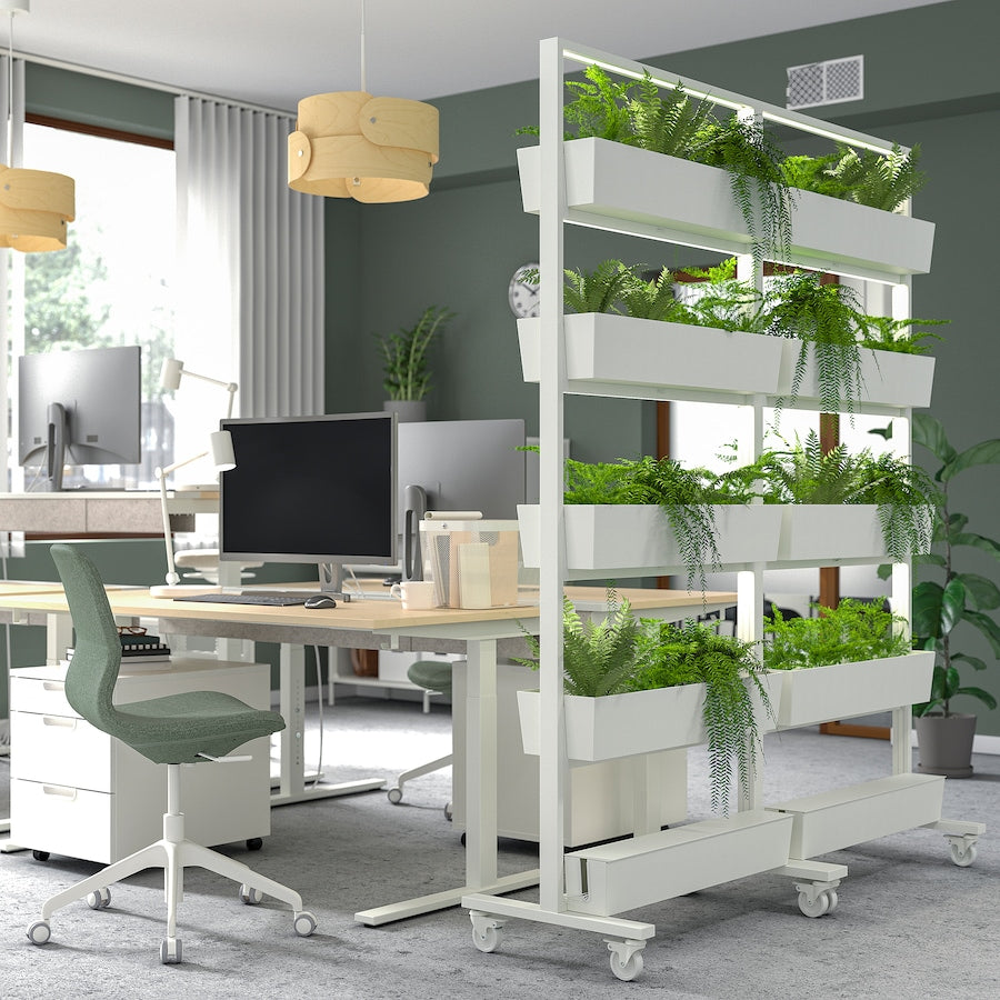 MITTZON Frame w castors/container/cable box, white, 85x205 cm