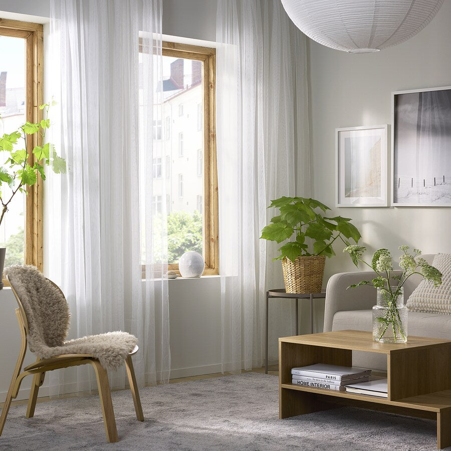 LILL Net curtains, 1 pair, with rod pocket/white, 280x250 cm