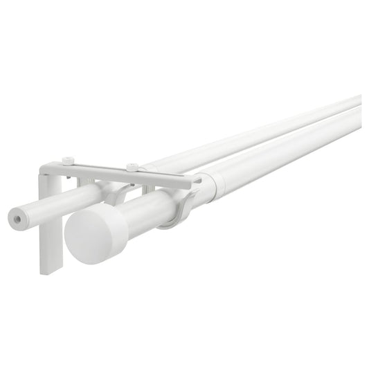 RĂCKA / HUGAD Double curtain rod combination, white, 210-385 cm