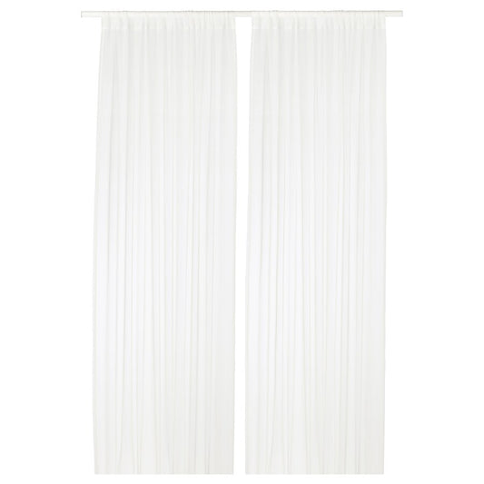 TERESIA Sheer curtains, 1 pair, with rod pocket/white, 145x250 cm
