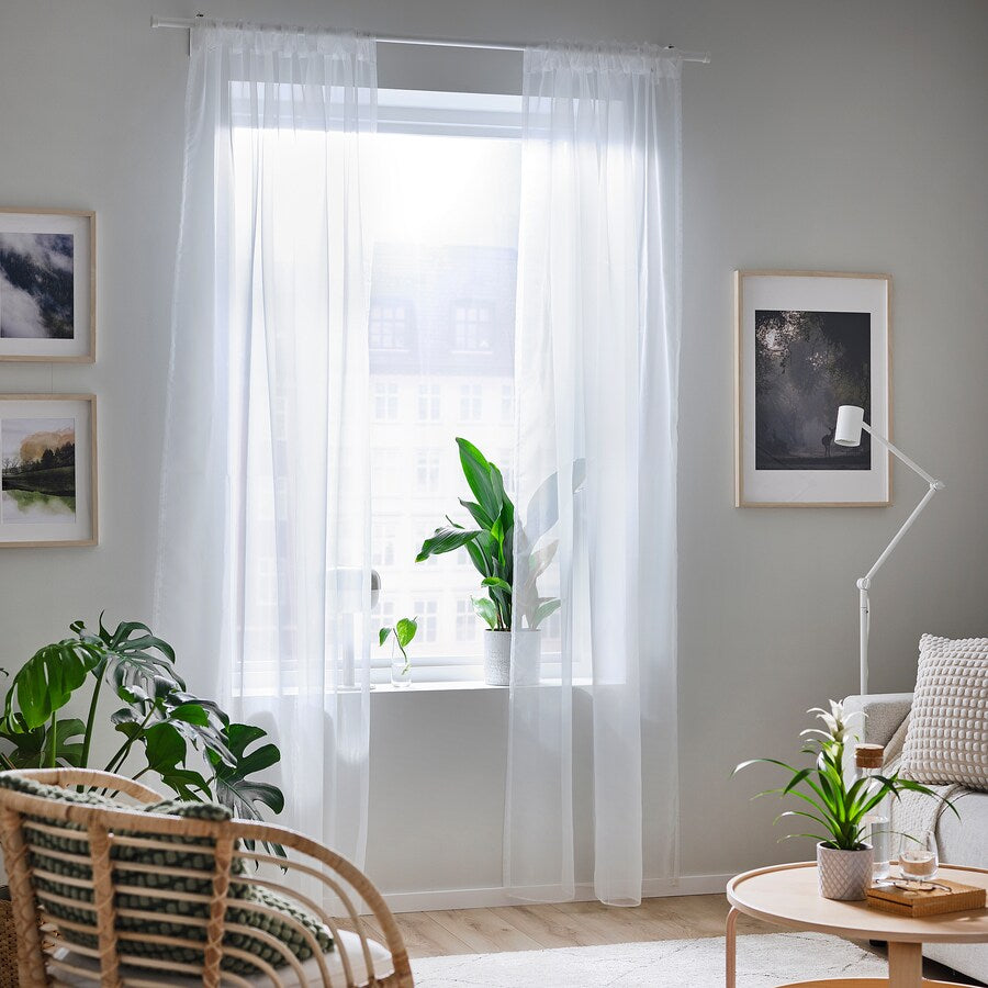 TERESIA Sheer curtains, 1 pair, with rod pocket/white, 145x250 cm
