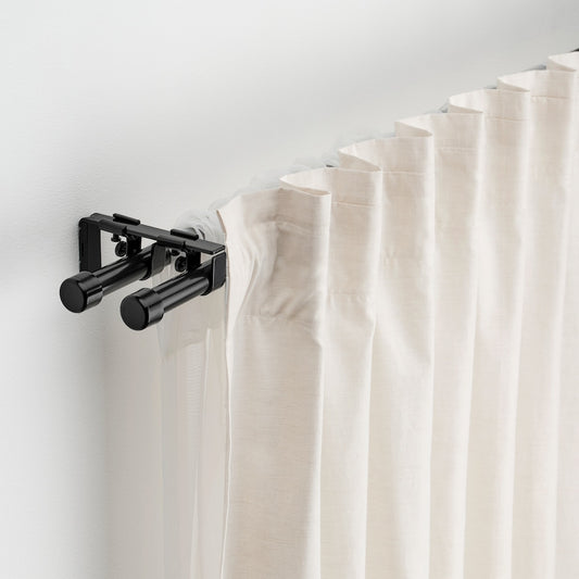 BEKRĂFTA Double curtain rod set, black, 120-210 cm 19 mm