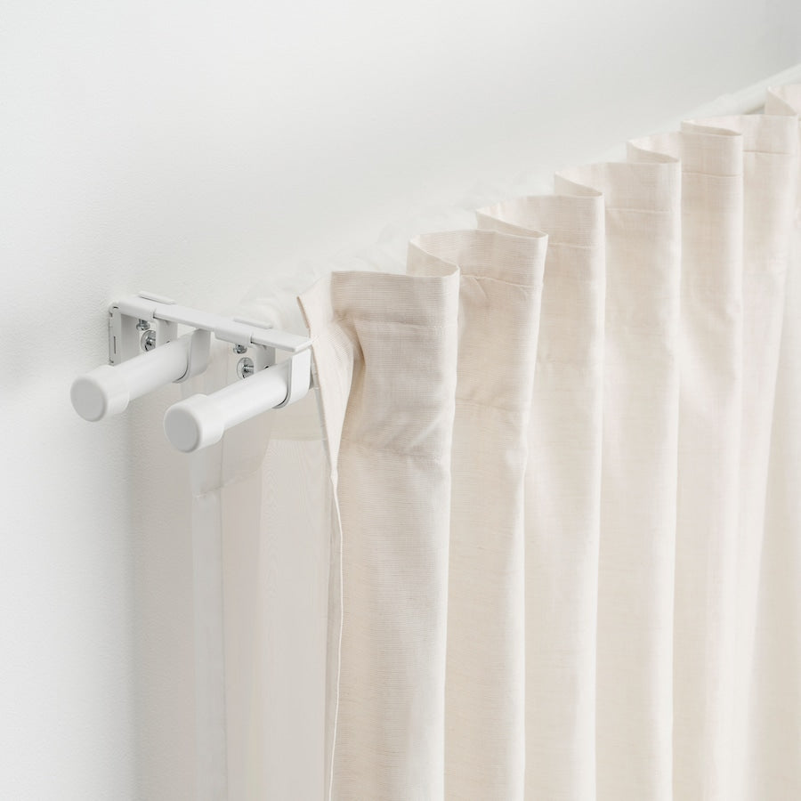BEKRÄFTA Double curtain rod set, black, 120-210 cm 19 mm
