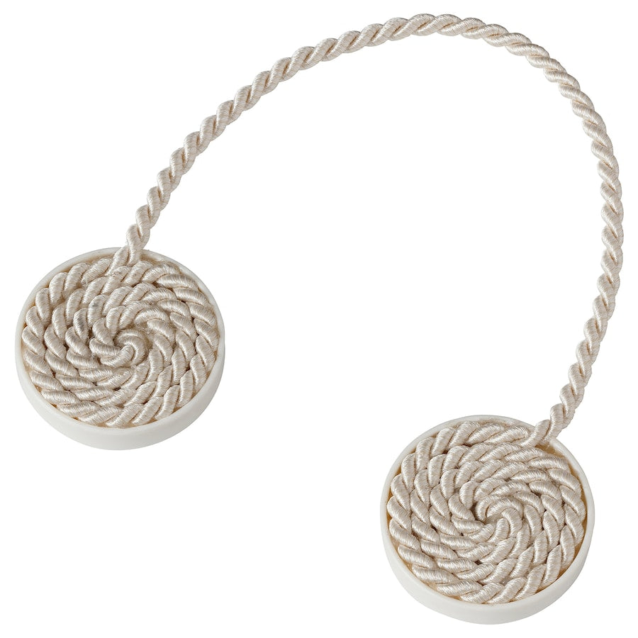 FÖNSTERBOMAL Magnetic curtain tie-back, beige/white