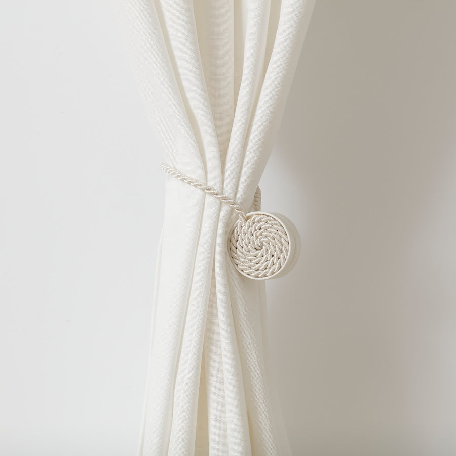 FÖNSTERBOMAL Magnetic curtain tie-back, beige/white