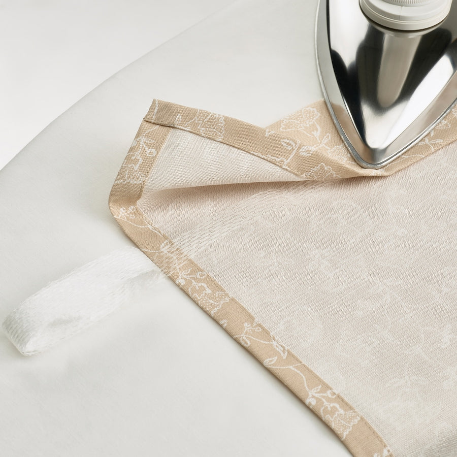 TRYSTÄVMAL Curtains, 1 pair, with heading tape/beige white, 145x250 cm