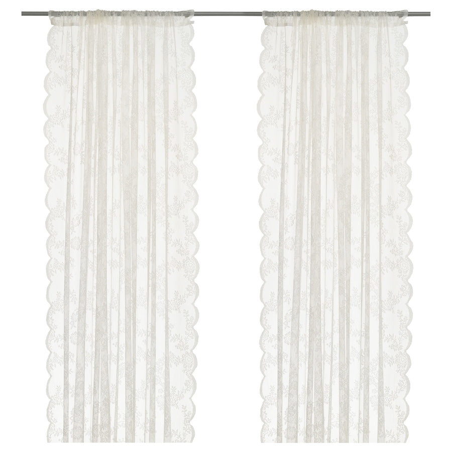 ALVINE SPETS Net curtains, 1 pair, with rod pocket/off-white, 145x250 cm