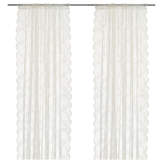 ALVINE SPETS Net curtains, 1 pair, with rod pocket/off-white, 145x250 cm