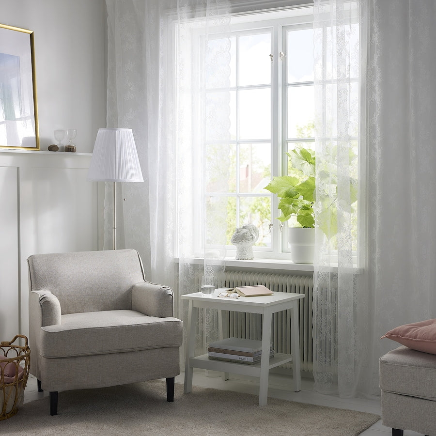 ALVINE SPETS Net curtains, 1 pair, with rod pocket/off-white, 145x250 cm