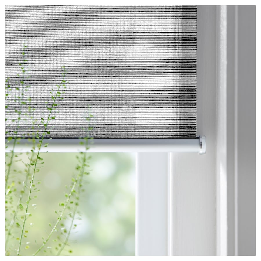 SKOGSKLÖVER Roller blind, grey, 140x195 cm