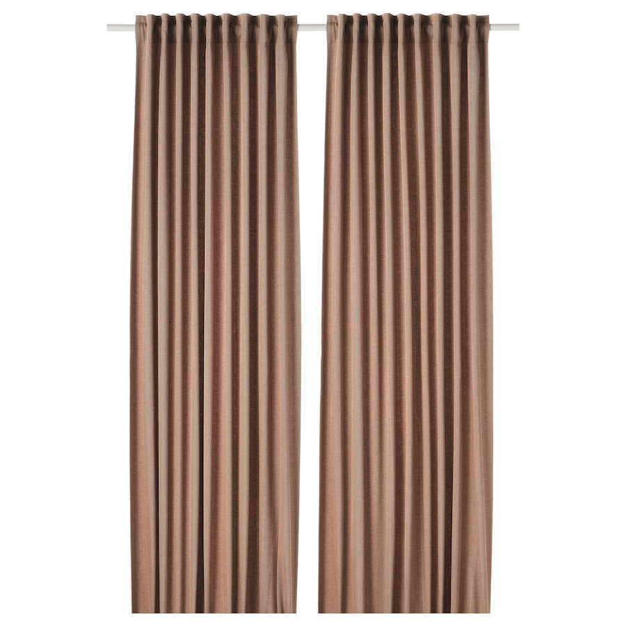 TIBAST Room darkening curtains, 1 pair, with heading tape/dark red, 145x250 cm