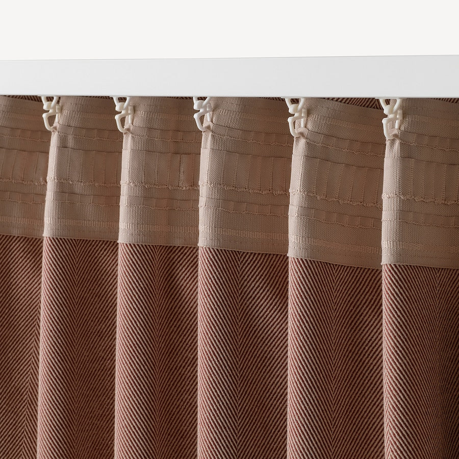 TIBAST Room darkening curtains, 1 pair, with heading tape/dark red, 145x250 cm