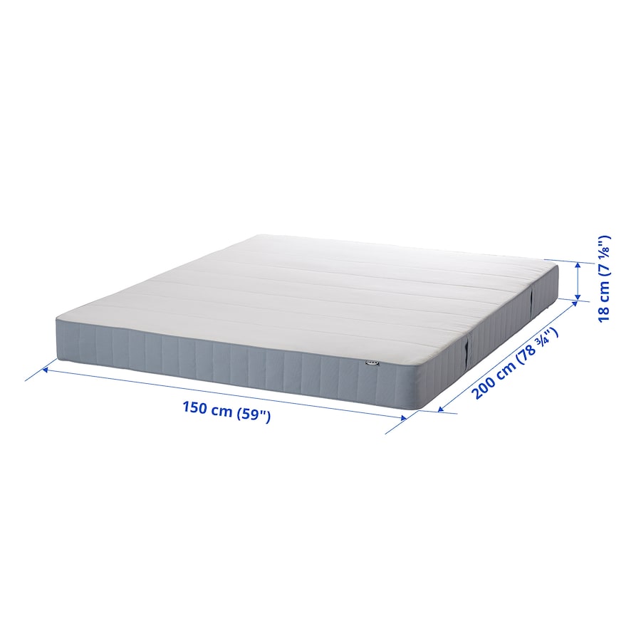 VESTMARKA Sprung mattress, firm/light blue, 90x200 cm