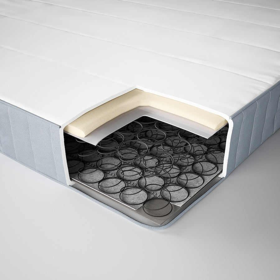 VESTMARKA Sprung mattress, firm/light blue, 90x200 cm
