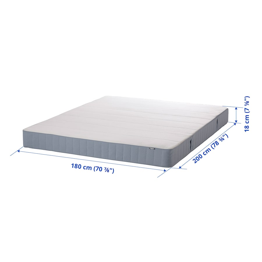VESTMARKA Sprung mattress, firm/light blue, 90x200 cm