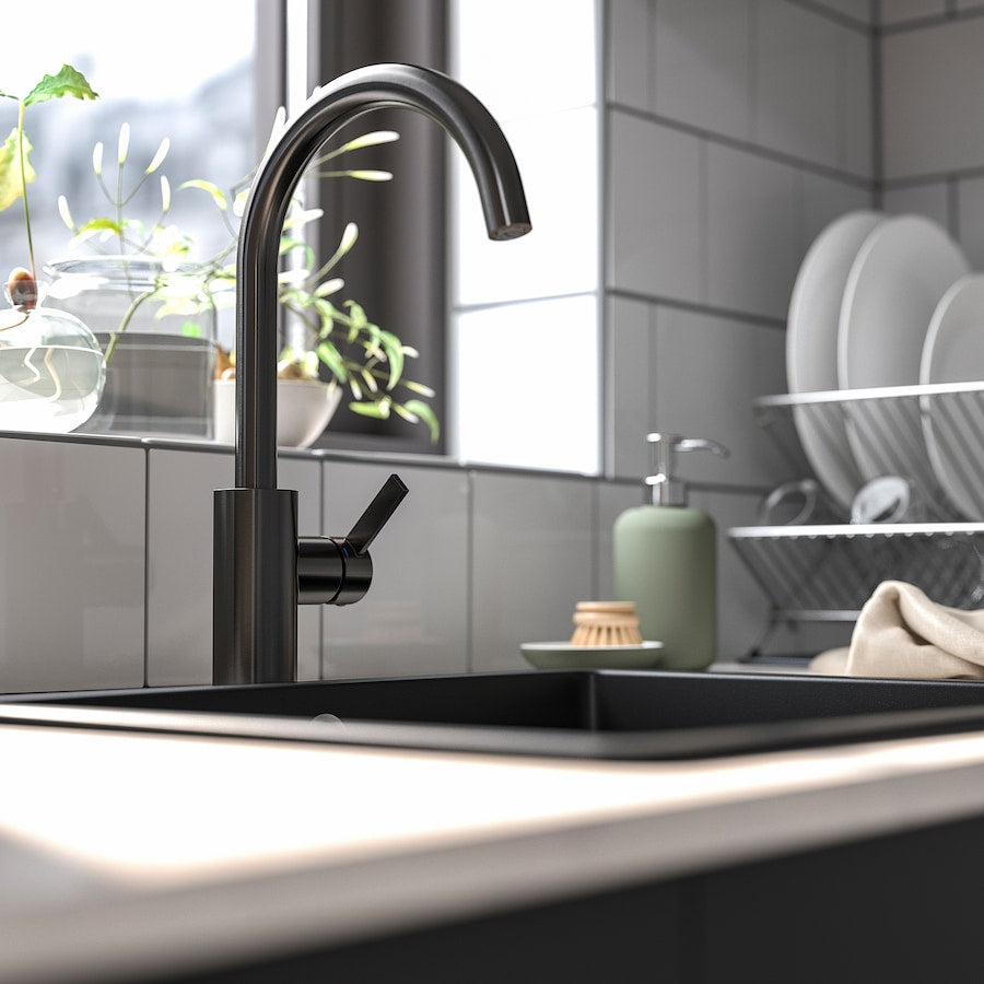 DELSJÖN Kitchen mixer tap, brass-colour
