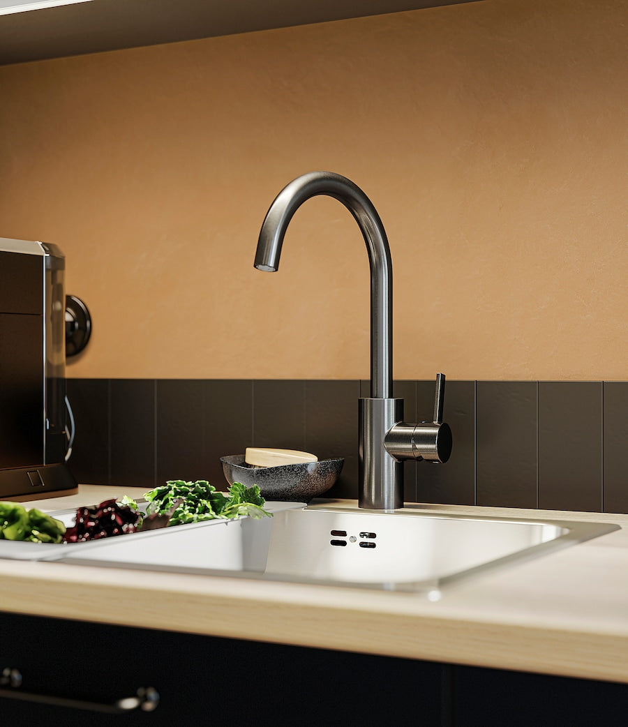 DELSJÖN Kitchen mixer tap, brass-colour