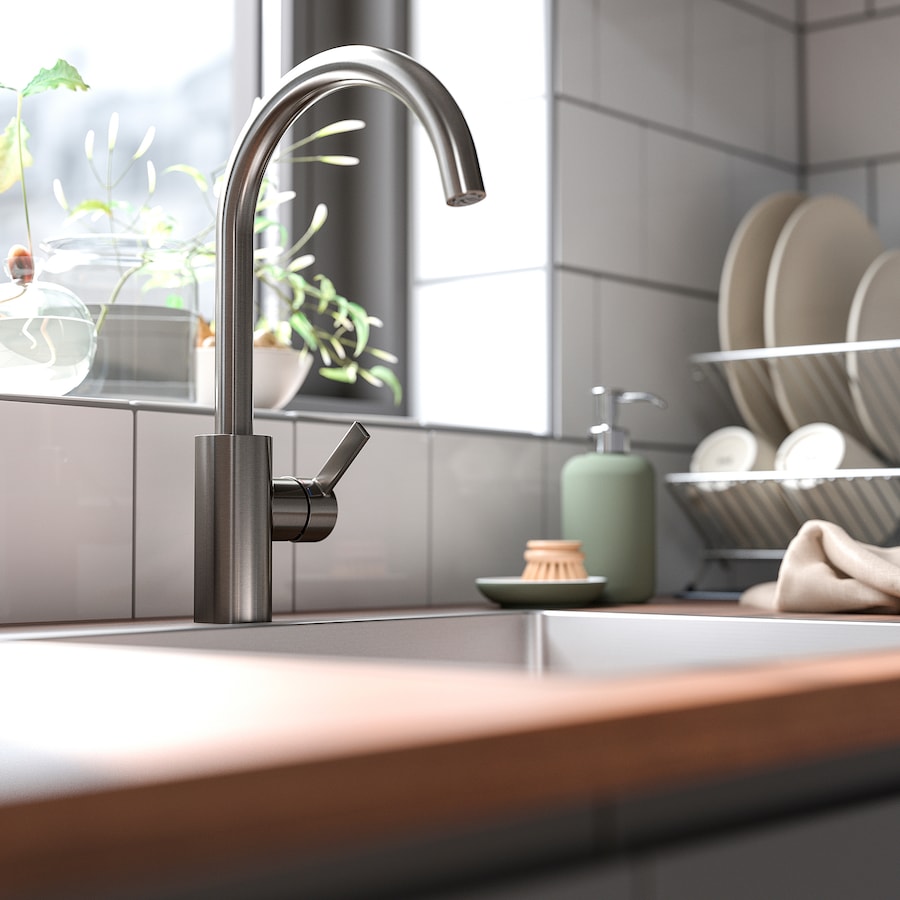 DELSJÖN Kitchen mixer tap, brass-colour