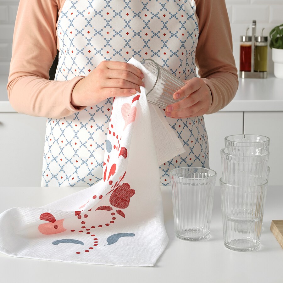 INAMARIA Tea towel, patterned red/pink, 45x60 cm