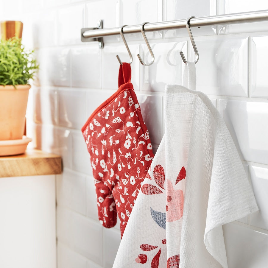 INAMARIA Tea towel, patterned red/pink, 45x60 cm