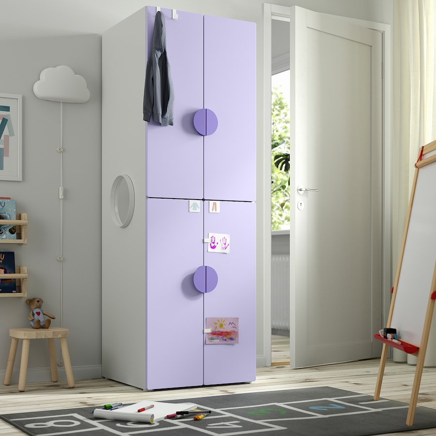 SMÅSTAD / PLATSA Wardrobe, white white/with 2 clothes rails, 60x57x181 cm