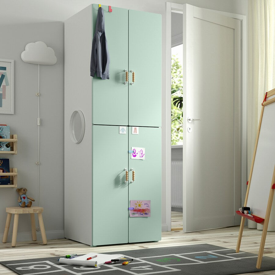 SMÅSTAD / PLATSA Wardrobe, white white/with 2 clothes rails, 60x57x181 cm