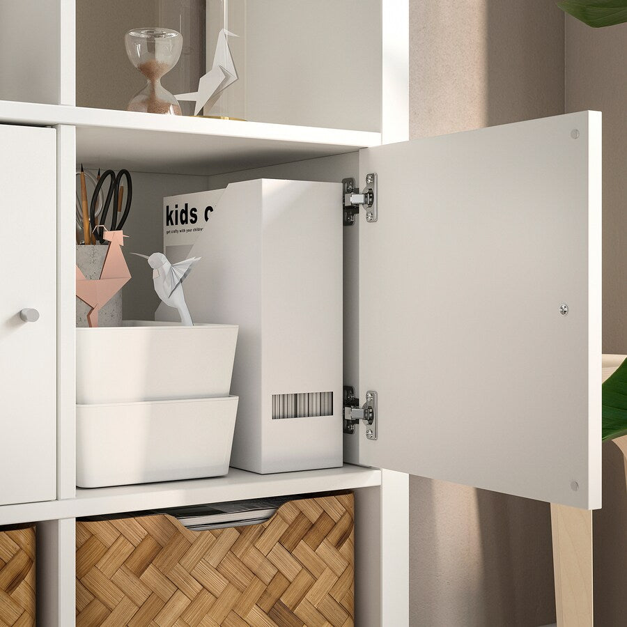 KALLAX Shelving unit with 4 inserts, white stained oak effect, 147x147 cm