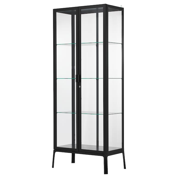 MILSBO Glass-door cabinet, white, 73x175 cm
