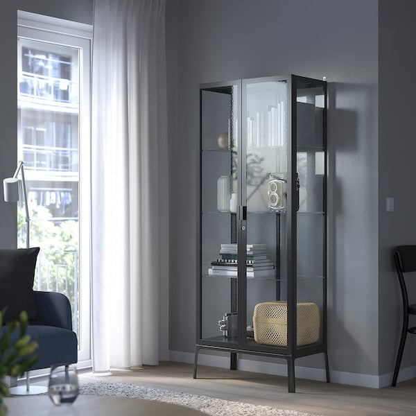 MILSBO Glass-door cabinet, white, 73x175 cm