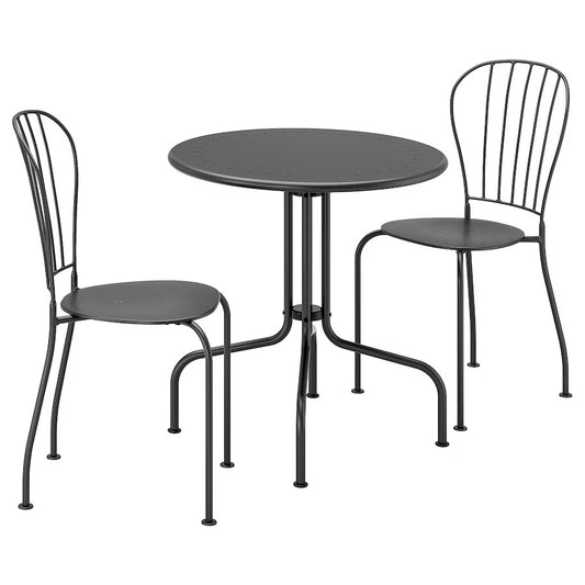 LĂCKĂ Table+2 chairs, outdoor, grey