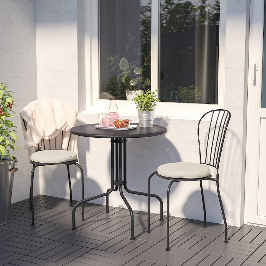LÄCKÖ Table+2 chairs, outdoor, grey