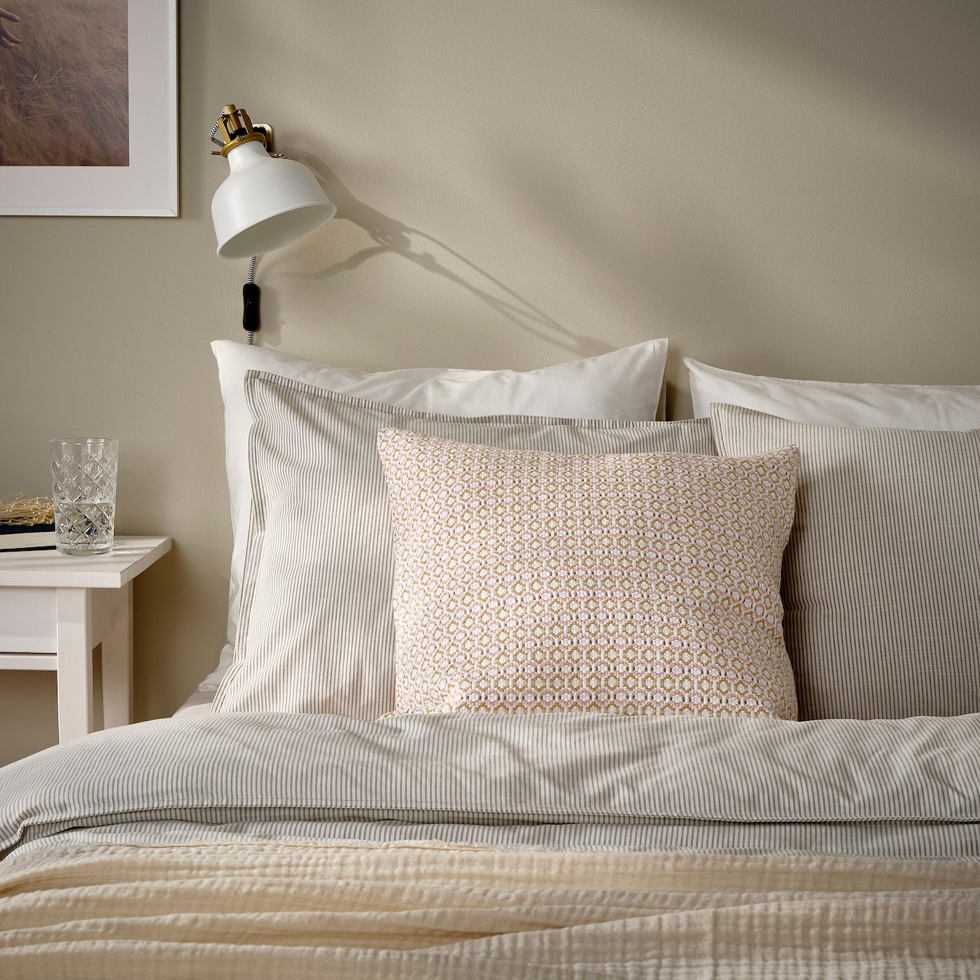 MOROTSMOTT Cushion cover, grey-beige/anthracite, 50x50 cm