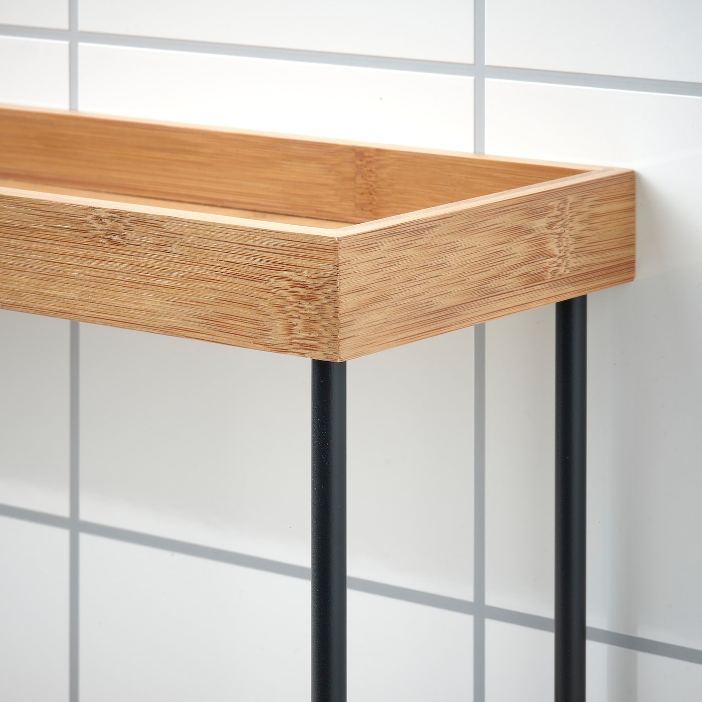 NÅLBLECKA Kitchen countertop organiser, metal/bamboo, 38x13x28 cm