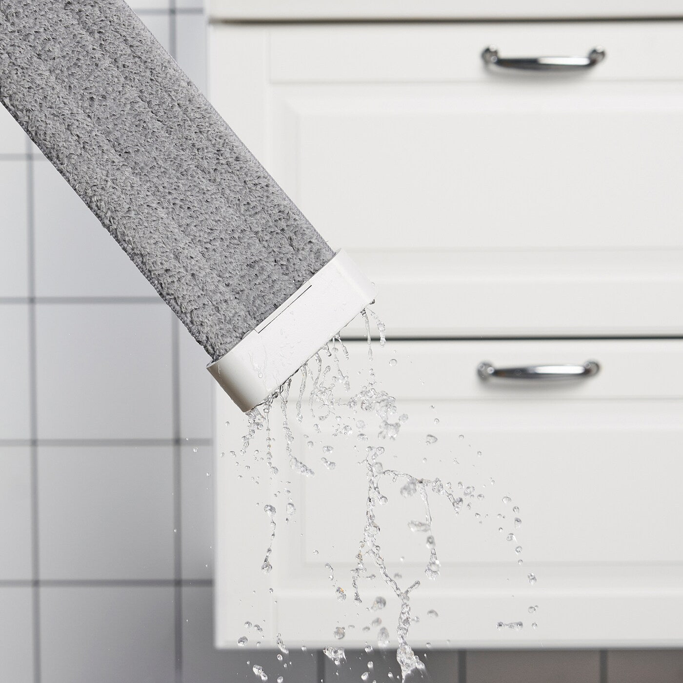 PEPPRIG Squeeze-clean flat mop, grey, 12x37 cm