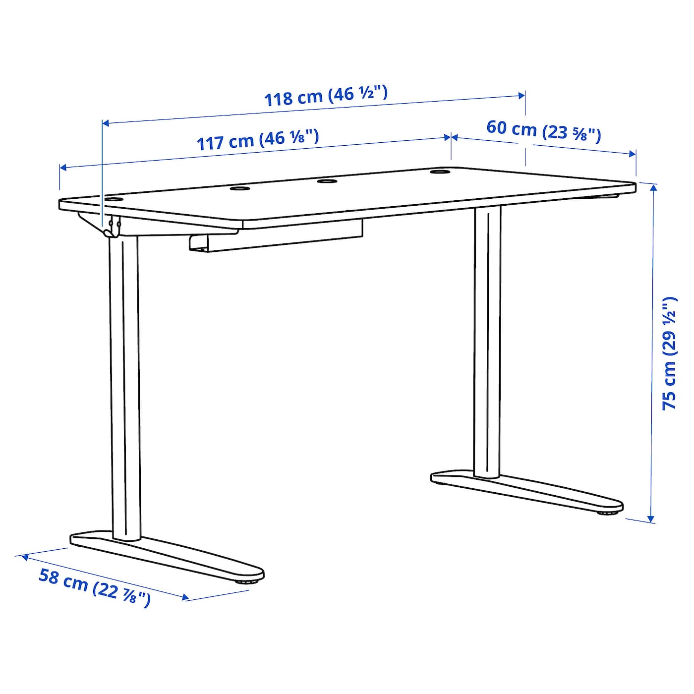 RELATERA Desk, white, 117x60 cm