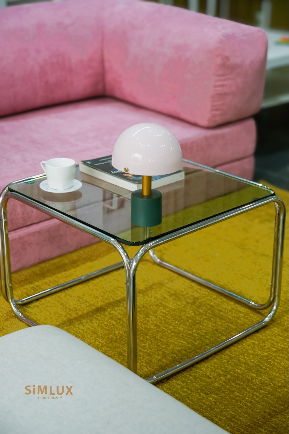 SIMLUX Chrome Table ( Tempered Glass)